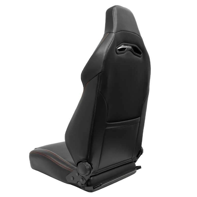 Sport seat 'VGR' - Black Synthetic leather + Red stitching - Dual-side reclinable back-rest - incl. slides