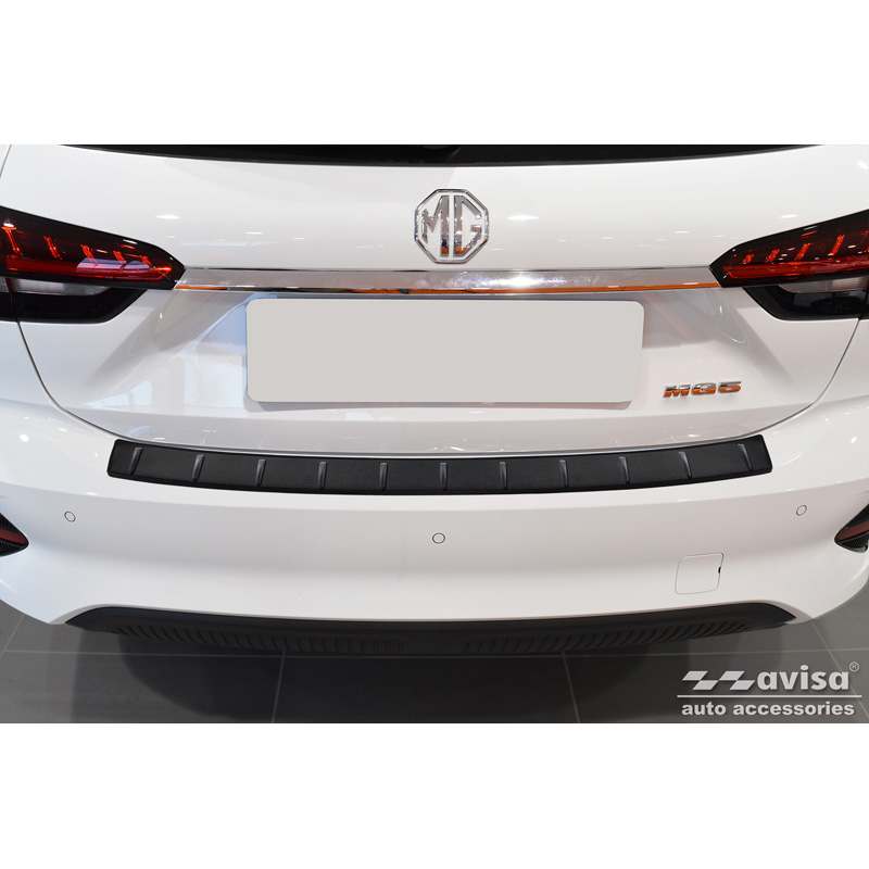 Matt Black Stainless Steel Rear bumper protector  MG 5 SW (EV) 2022- 'Ribs'