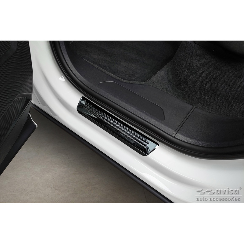 Black Inox door sill protectors  Volkswagen Touareg III 2018- 'Hybrid' - 4-pieces