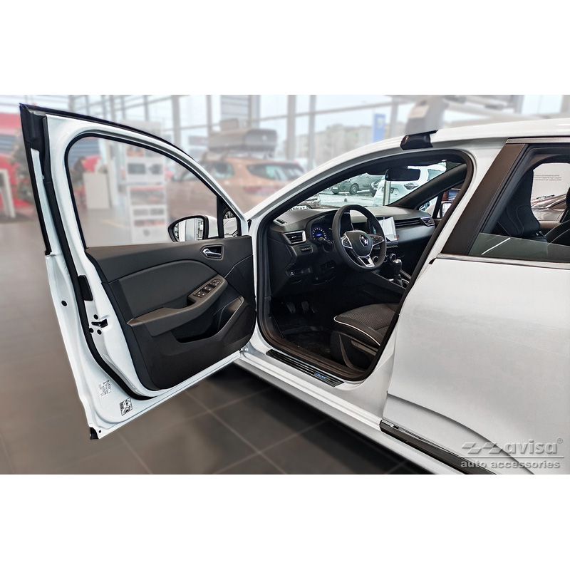 Black Inox door sill protectors  Renault Clio V 2019- Incl. Facelift 'Hybrid' - 2-pieces