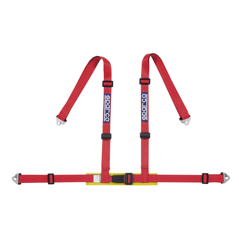 Sparco 4-Point Sport seat belt - Red - incl. Pelvis protection & hook mounting (E-Mark)