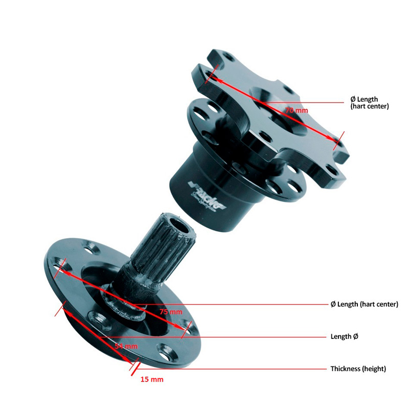 Simoni Racing Quick Release / Space for Steering wheel hubs - Length 68mm