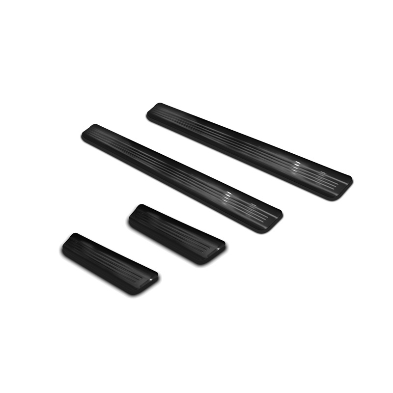 Black Inox door sill protectors  Volkswagen Golf VIII HB/Variant 2020-2024 & FL 2024- Brushed Steel 'Lines' - 4-pieces