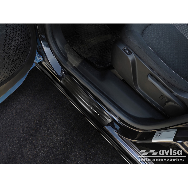 Black Stainless Steel Door sill protectors  Smart ForFour (W453) 2014-2020 & FL 2020- incl. EQ 'Special Edition' - 4-pieces