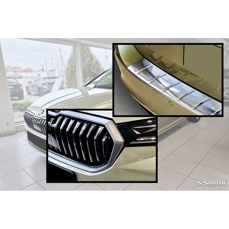 Stainless Steel Rear bumper protector  Skoda Superb IV Combi 2023- 'Ribs'