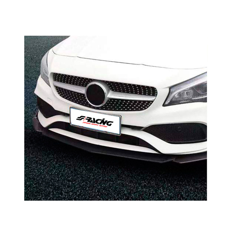 Simoni Racing Universal Front spoiler 'Lip Splitter' - 3-pieces - ABS Black + Carbon-look 'Wings'