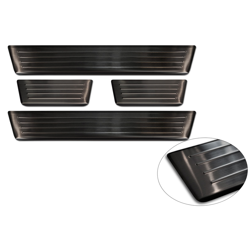 Black Inox door sill protectors  Honda Jazz Crosstar 2020- 'Lines' - 4-pieces