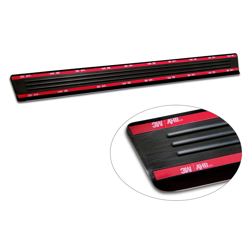Black Inox door sill protectors  Volkswagen Caddy V 2020- 'Lines' - 2-pieces