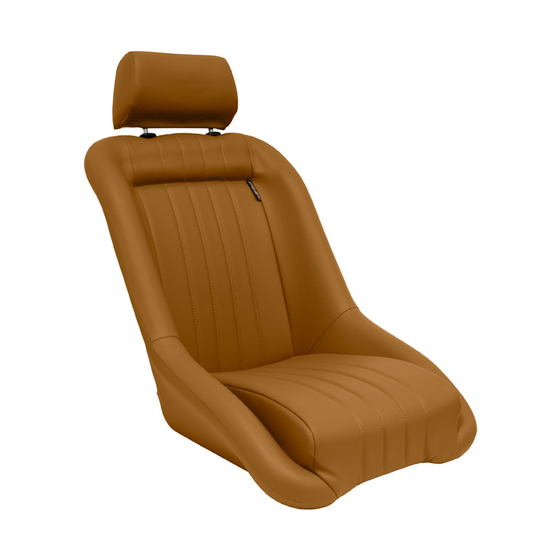 Sport seat 'Classic' - Beige Synthetic leather - Non-reclinable back-rest + Head-rest - incl. slides