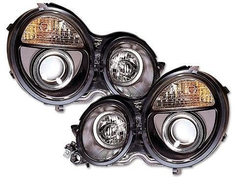 Headlights Mercedes E-Class W210 95-98 Angel Eyes Black