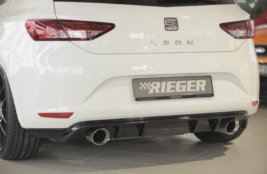 Diffuser passend voor Seat Leon F5 Rieger sportuitlaat links + rechts glans zwart