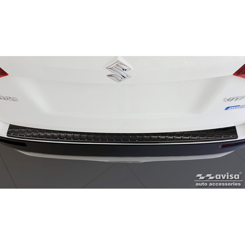 Black Stainless Steel Rear bumper protector  Suzuki Vitara II 2015-2018 & FL 2018- inkl. Hybrid 'Ribs'