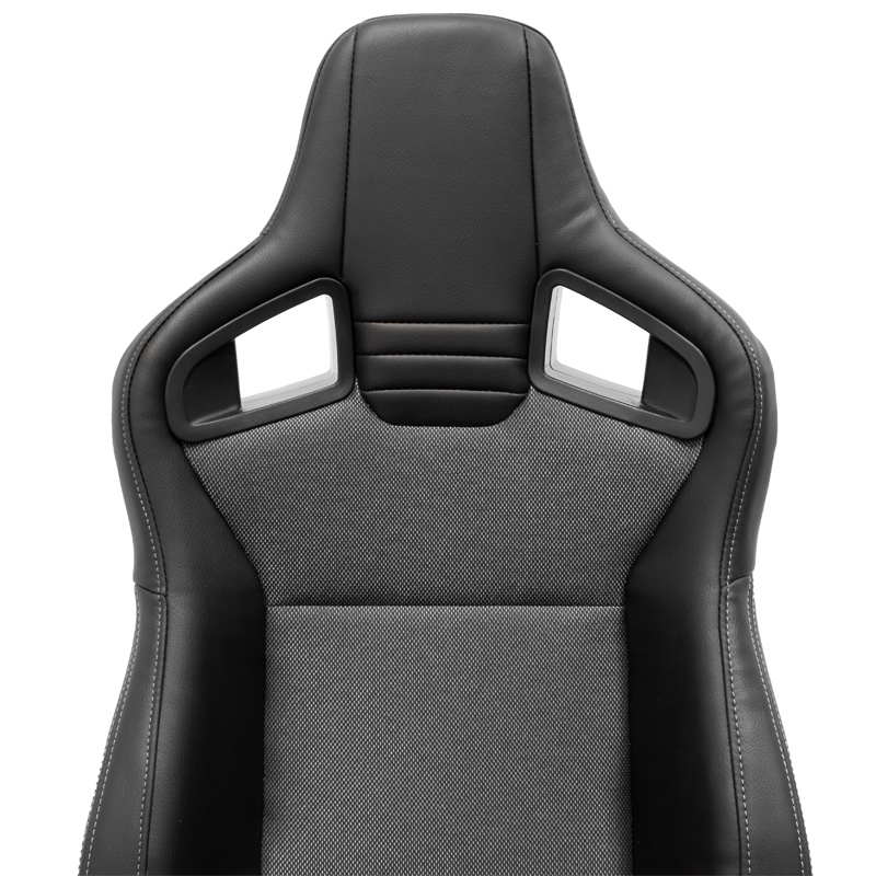 Sport seat 'NK' - Black Synthetic leather + Grey Fabric - Dual-side reclinable back-rest - incl. slides