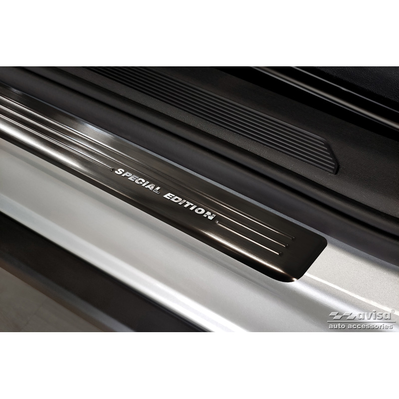 Black Inox door sill protectors  Skoda Enyaq iV 2020- - 'Special Edition' - 4-pieces