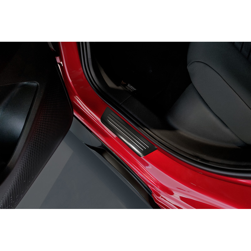 Avisa Black Inox door sill protectors  Cupra Born 2021- 'Copper insert with lines' - 4-pieces