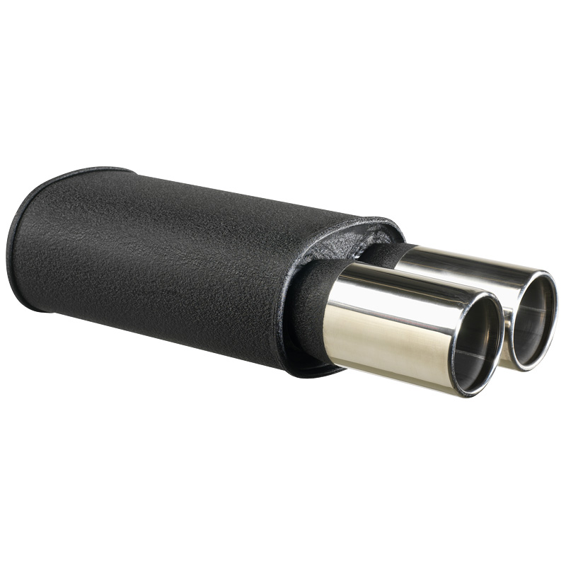 Steel Universal sport exhaust - 2x90mm Round - 63,5mm connection