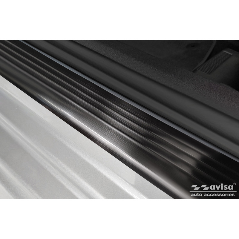 Black Inox door sill protectors  Skoda Octavia IV Sedan/Kombi 2020-2024 & FL 2024- 'Lines' - 4-pieces