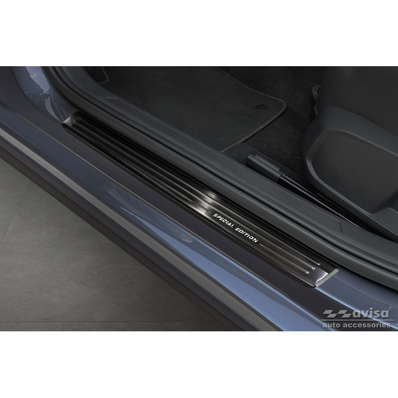 Black Stainless Steel Door sill protectors  Volkswagen VI Polo 2017- - 'Special Edition' - 4-pieces