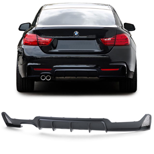 Diffuser passend voor BMW 4-serie F32 / F36 2013- Mat Zwart Look M-Pakket Dubbel Links