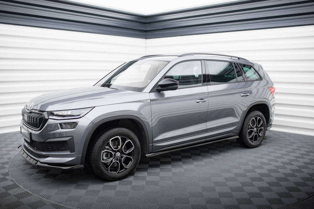 Zijskirts passend voor Skoda Kodiaq Mk1 Facelift Sportline Maxton Design glans zwart