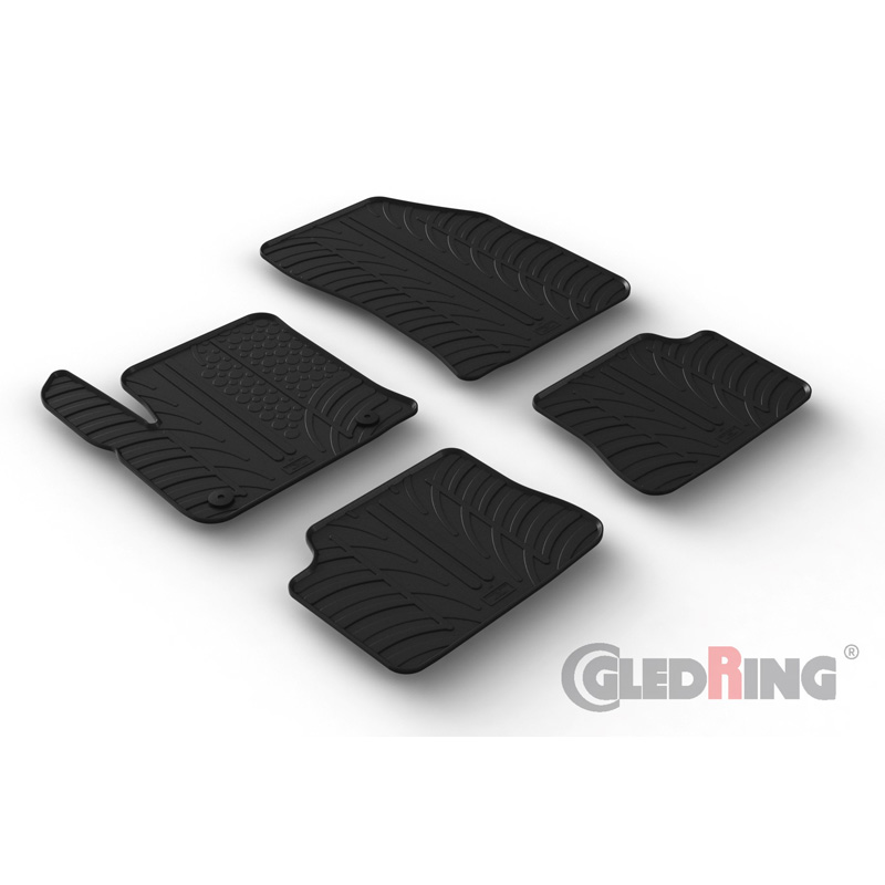 Rubber car mats set  Peugeot e-208 II & Opel e-Corsa F 2019- / Mokka-e 2020- (T profile 4-pieces + mounting clips)