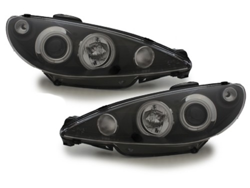 Headlights Peugeot 206 98-02 (niet GTI) CCFL Angel Eyes black