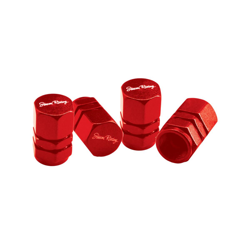 Simoni Racing Valve Caps Hexagonal - Red - 4 pieces