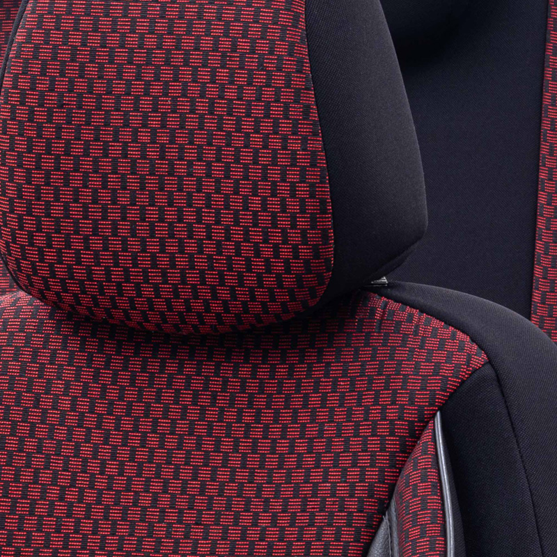 Universal Fabric Seat cover set 'SelectedFit Sports' Black/Red - 11-pieces -  Side-Airbags