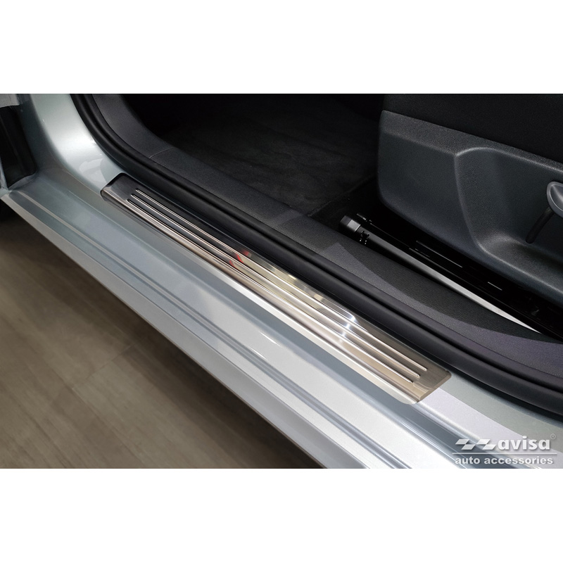 Inox door sill protectors  Skoda Fabia IV Hatchback 2021- 'Lines' - 4-pieces