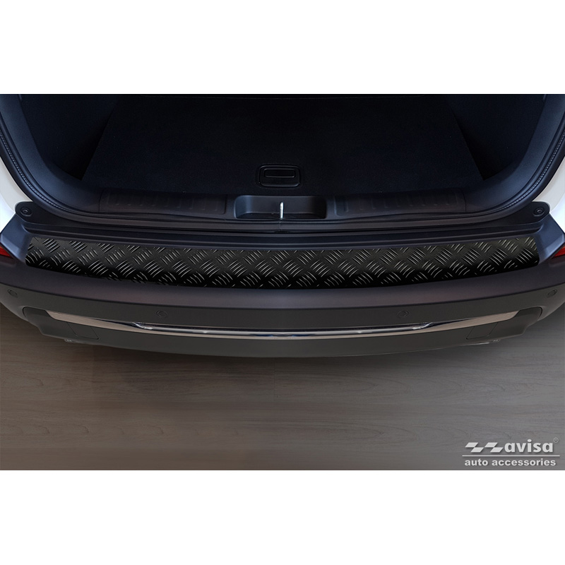 Matt Black Aluminum Rear bumper protector  Jeep Cherokee Facelift 2018- 'Riffled Plate'