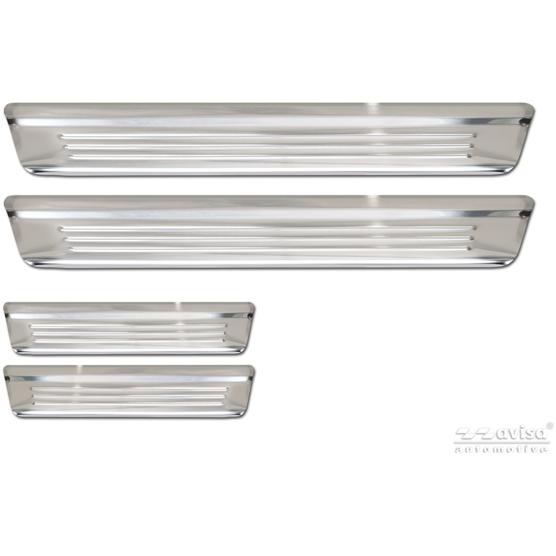 Avisa Silver Inox door sill protectors  Nissan Qashqai III 2021-2024 & Facelift 2024- - 'Lines' - 4-pieces