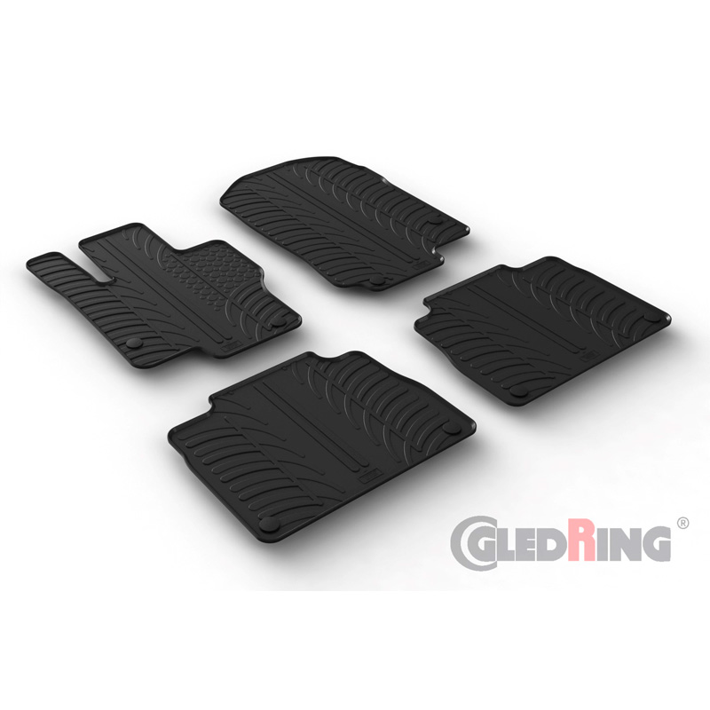 Rubber car mats set  Mercedes GLE (W167) Automatic 2/2019- (T profile 4-pieces + mounting clips)