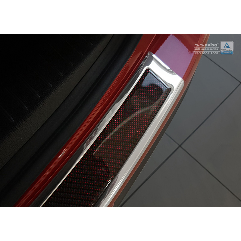 Stainless Steel Rear bumper protector 'Deluxe'  Mazda CX-5 2014- Chrome/Red-Black Carbon