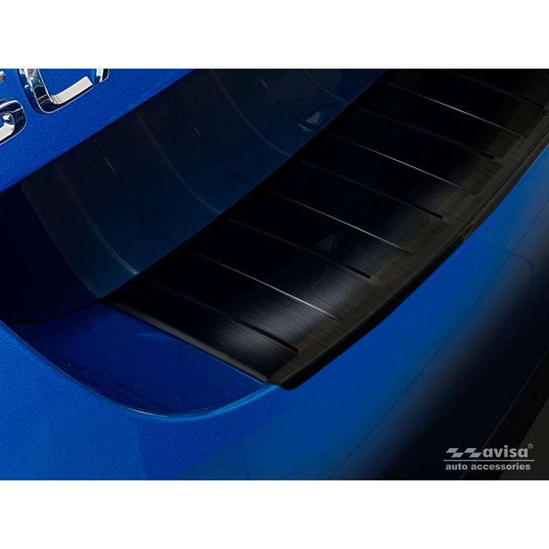 Black Stainless Steel Rear bumper protector  Skoda Scala 2019-2024 & Facelift 2024- 'Ribs'