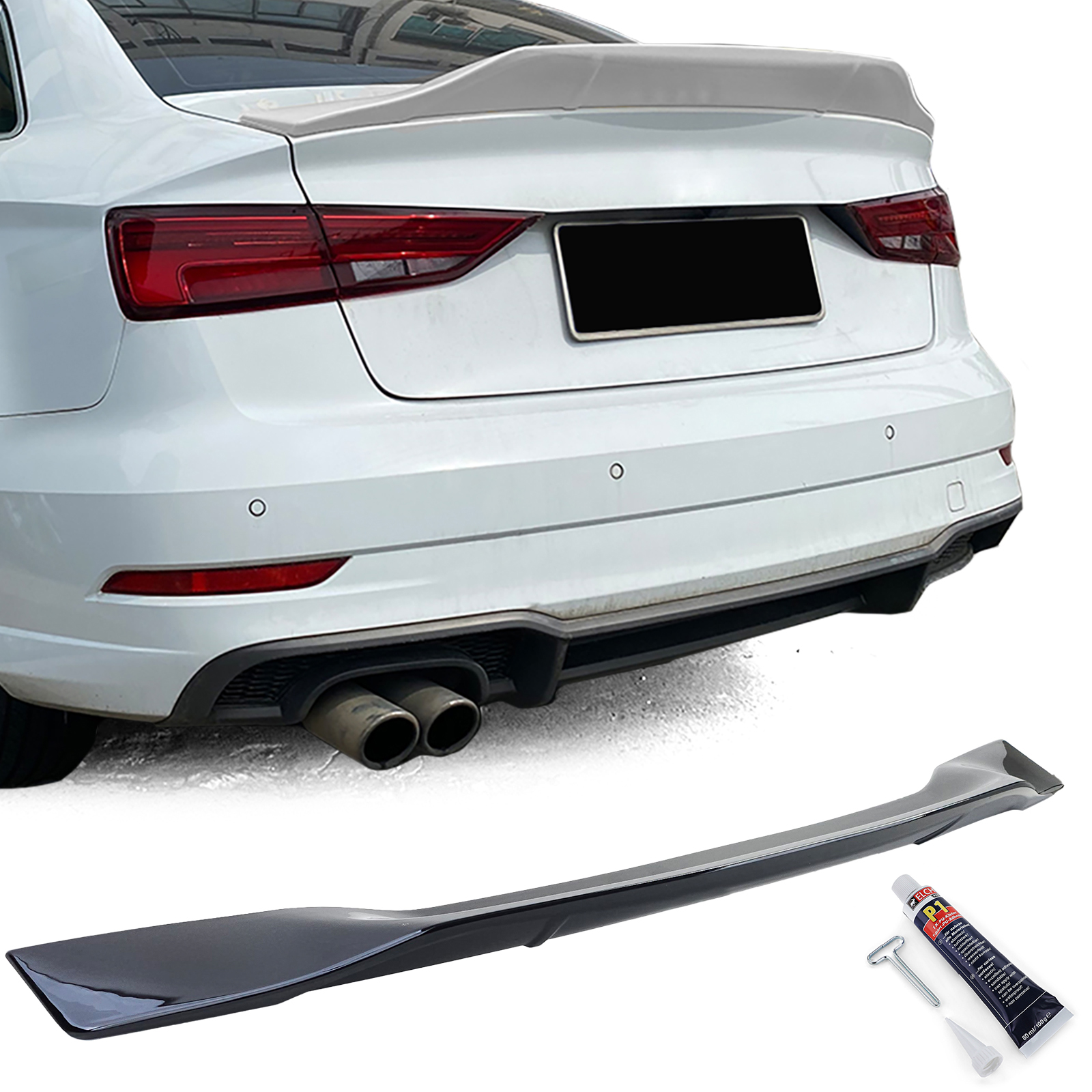 Spoiler passend voor Audi A3 8V Limousine Glans Zwart