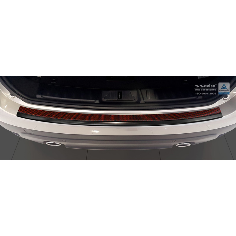 Stainless Steel Rear bumper protector 'Deluxe'  Jaguar F-Pace 2016-2020 & FL 2020- Black/Red-Black Carbon
