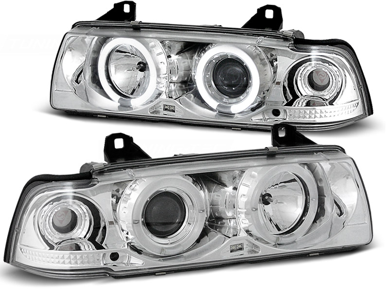 Headlights BMW E36 coupe angel eyes chrome