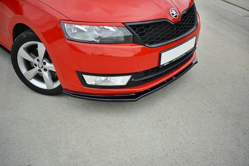 Voorspoiler passend voor Skoda Rapid Maxton Design glans zwart V.2