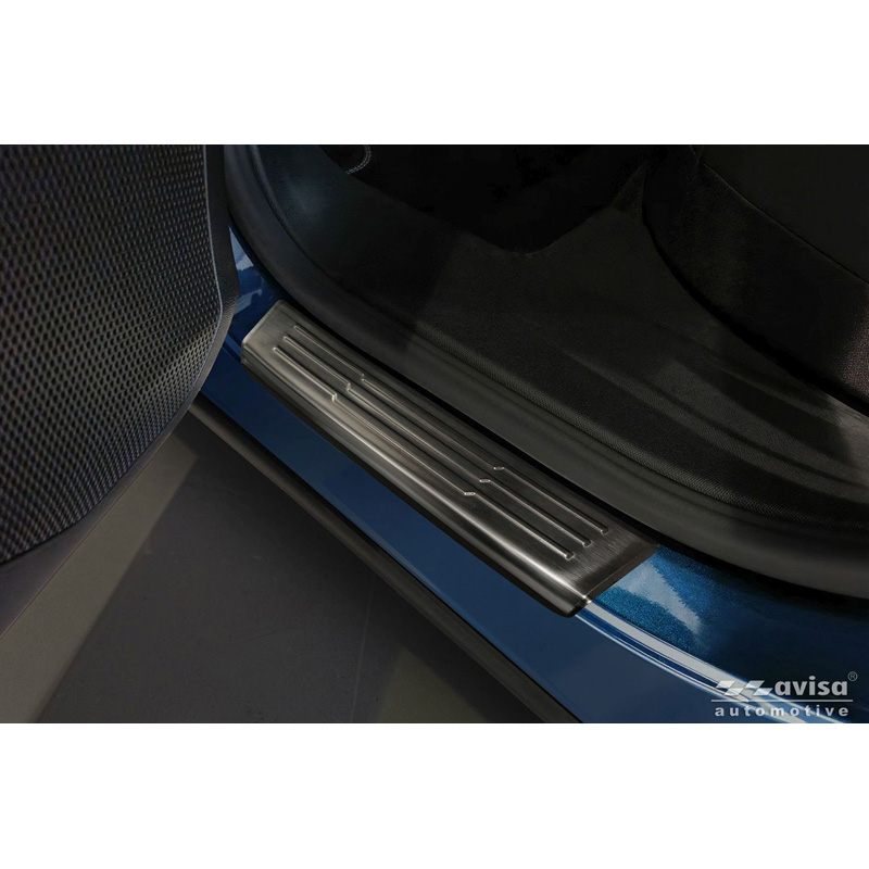 Avisa Black Stainless Steel Door sill protectors  Peugeot 3008 III 2024- - 'Lines' - 4-pieces