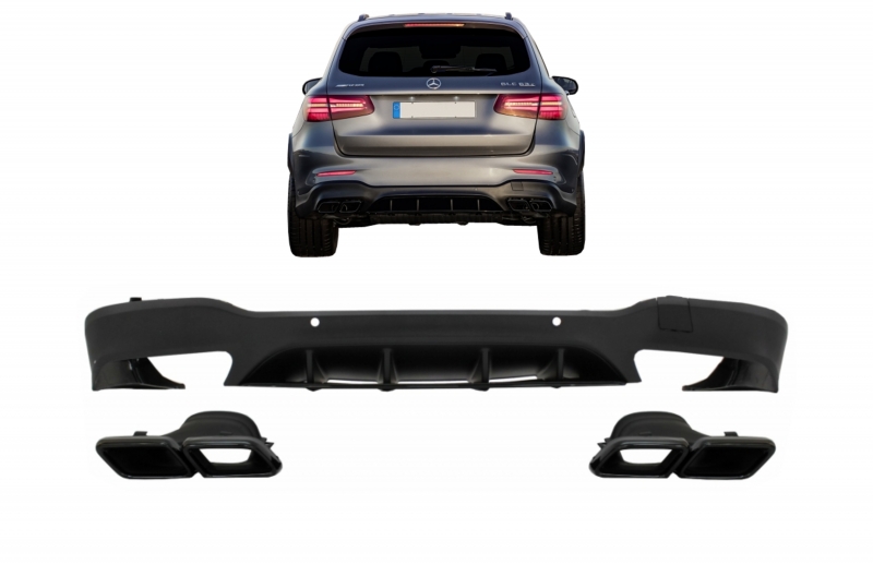 Diffuser passend voor Mercedes GLC X253 (2015-..) GLC63 incl. Uitlaat Stukken zwart