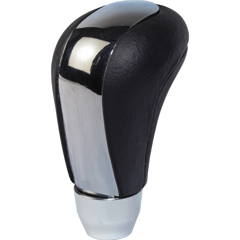 Universal gear knob M-7 - Black leather/Polished