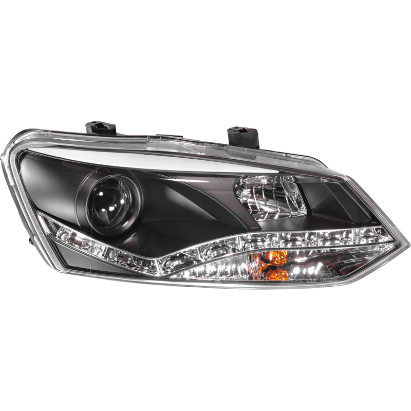Set Headlights incl. DRL  Volkswagen Polo 6R 2009-2014 - Black