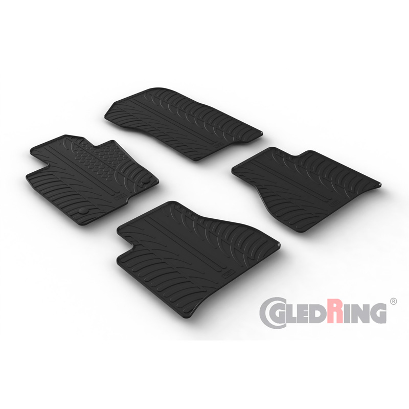 Rubber car mats set  Mercedes X-Class (W470) 2017-2020 (T profile 4-pieces + mounting clips)