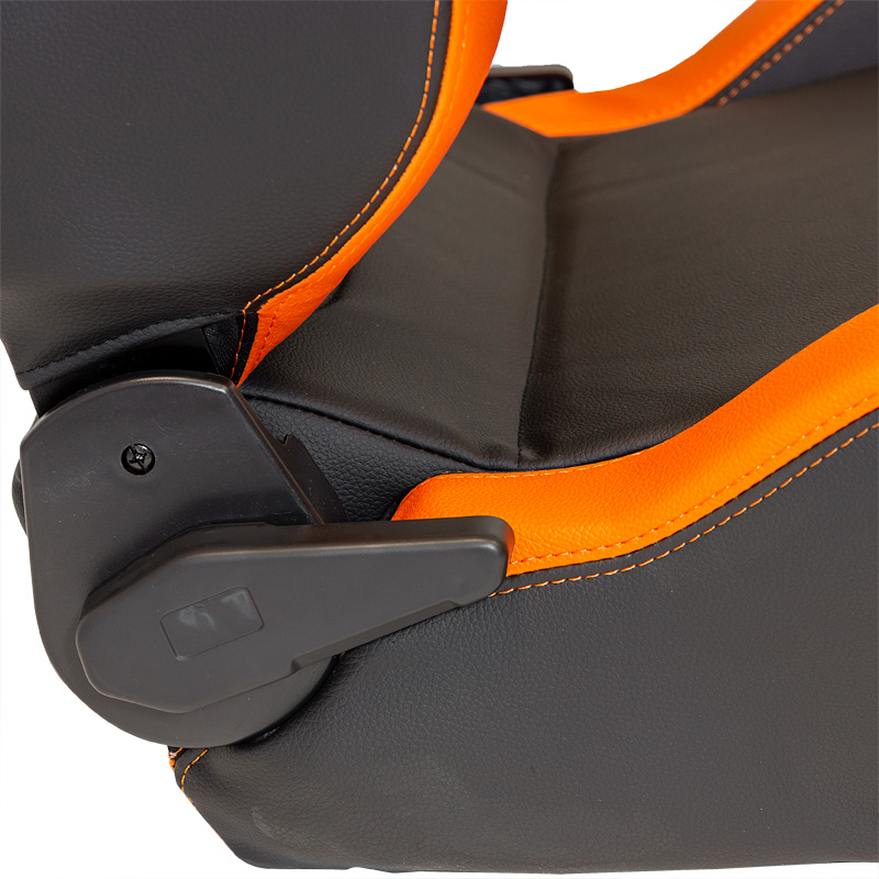 Sport seat 'RS6-II' - Matt-Black/Orange Synthetic leather - Dual-side reclinable back-rest - incl. slides