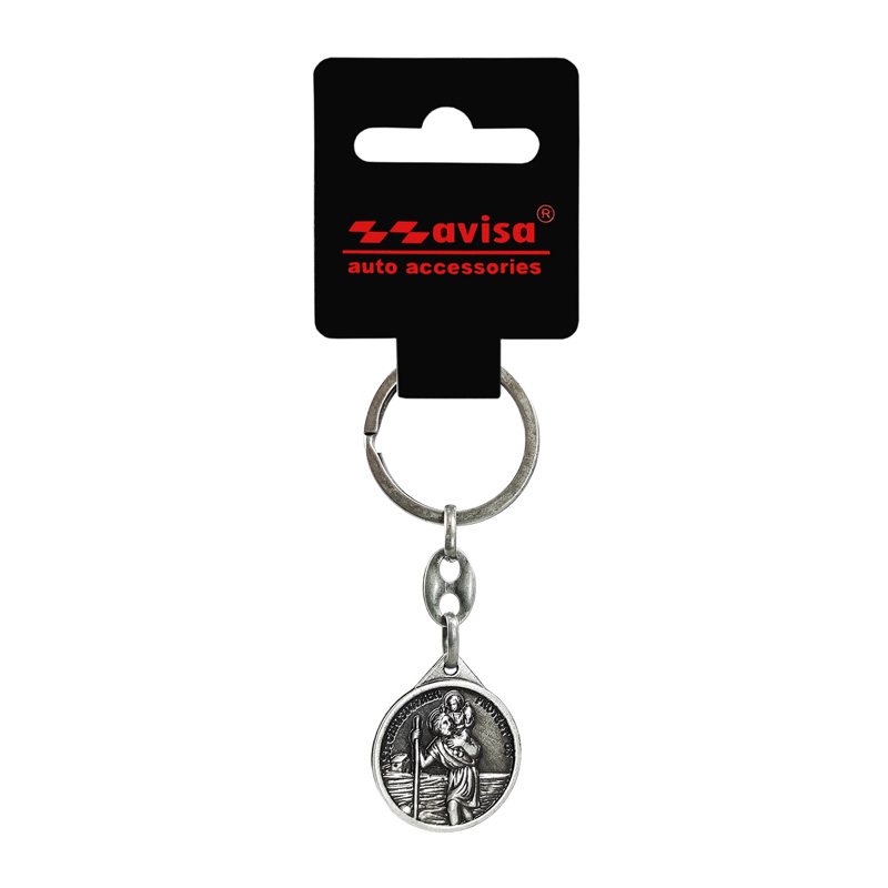 Stainless steel key chain - 'St.Christopher' & 'Madonna of Czestochowa' (silver)