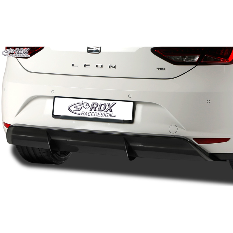Rear bumper skirt 'Diffuser'  Seat Leon 5F SC/5-doors 2013-2017 excl. ST/FR/Cupra (ABS glossy black)