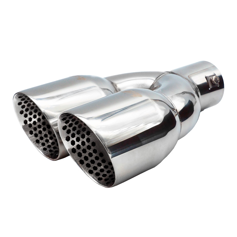Simoni Racing Exhaust Tip Double Round/Slanting Inox - Ø90xL245mm - Installation 35->61mm