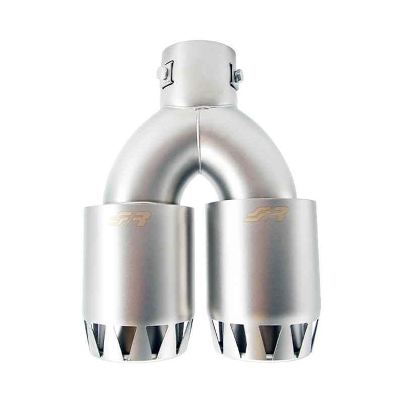 Simoni Racing Exhaust Tip Double Round Inox - Titanium Jet Engine Design 185x88xL245mm - Installation ->39-63mm