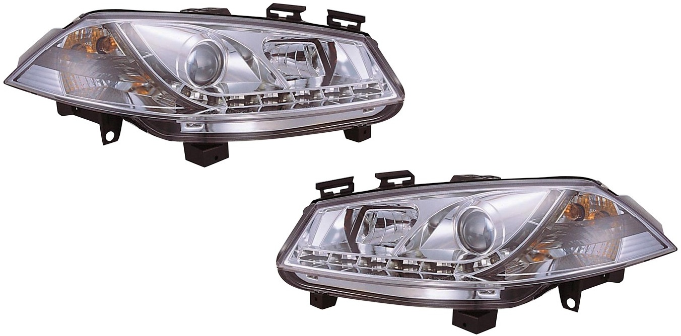 Headlights Renault Megane 03-.. LED Devil Eyes Dayline chrome