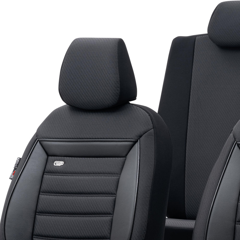 Universal Fabric Seat cover set 'Prestige' Black/Charcoal - 11-pieces -  Side-Airbags